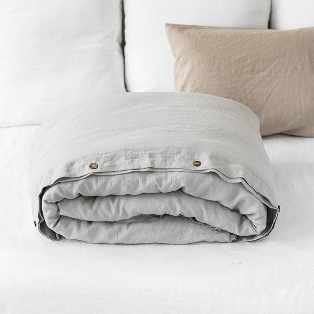 Pure Linen Duvet Cover & Pillowcase Set – 3-Piece Breathable Bedding Set