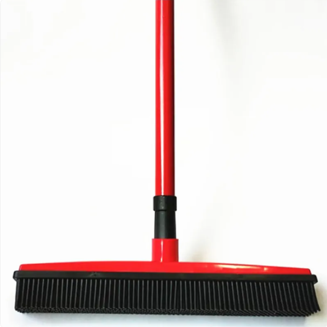 Pet Hair Broom – Self-Cleaning Rubber Bristle Brush for Dog & Cat Fur