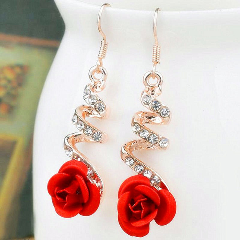 Korean Rose Flower Earrings – Creative Fashionable Floral Stud Earrings