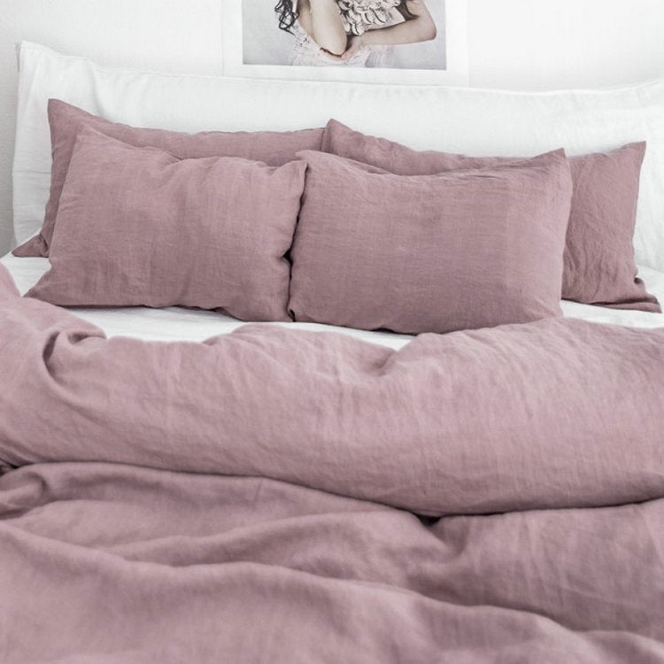 Pure Linen Duvet Cover & Pillowcase Set – 3-Piece Breathable Bedding Set