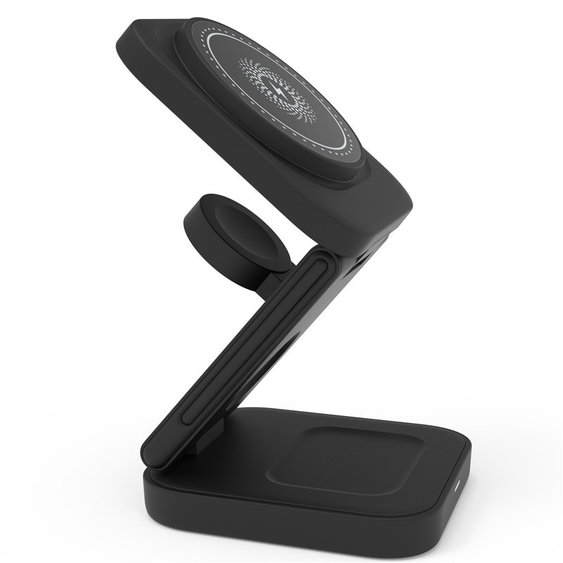 3-in-1 Foldable Magnetic Wireless Charger – 30W for iPhone, Apple Watch & AirPods