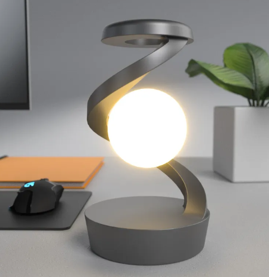 Rotating Moon Desk Lamp – Wireless Charging Pad with Ambient Night Light