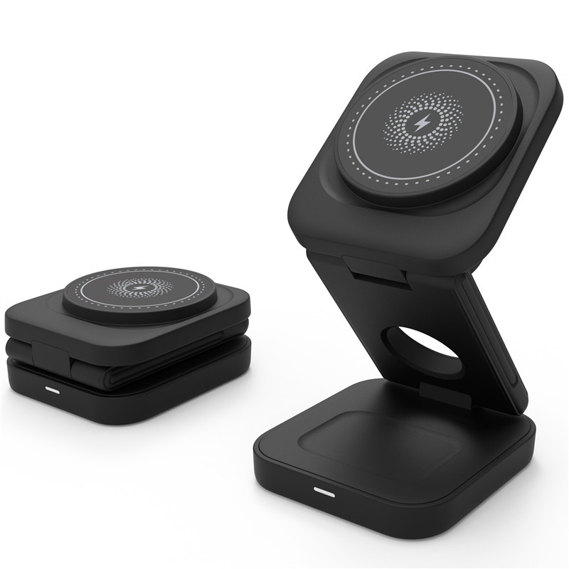 3-in-1 Foldable Magnetic Wireless Charger – 30W for iPhone, Apple Watch & AirPods