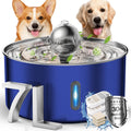 Dog Water Fountain 7L Stainless Steel – Auto Pet Water Dispenser with 5-Layer Filter