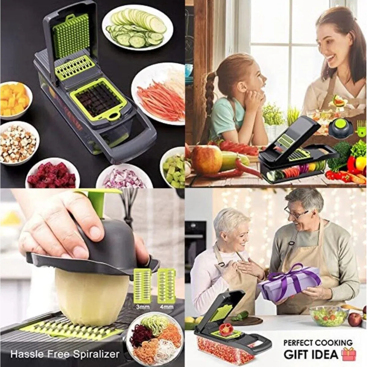 15-in-1 Vegetable Chopper & Slicer Set – 8 Stainless Steel Blades, 1.5L Container, BPA-Free
