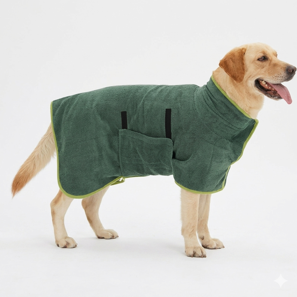 Fast-Drying Pet Bathrobe Towel – Ultra Absorbent Dog & Cat Drying Robe