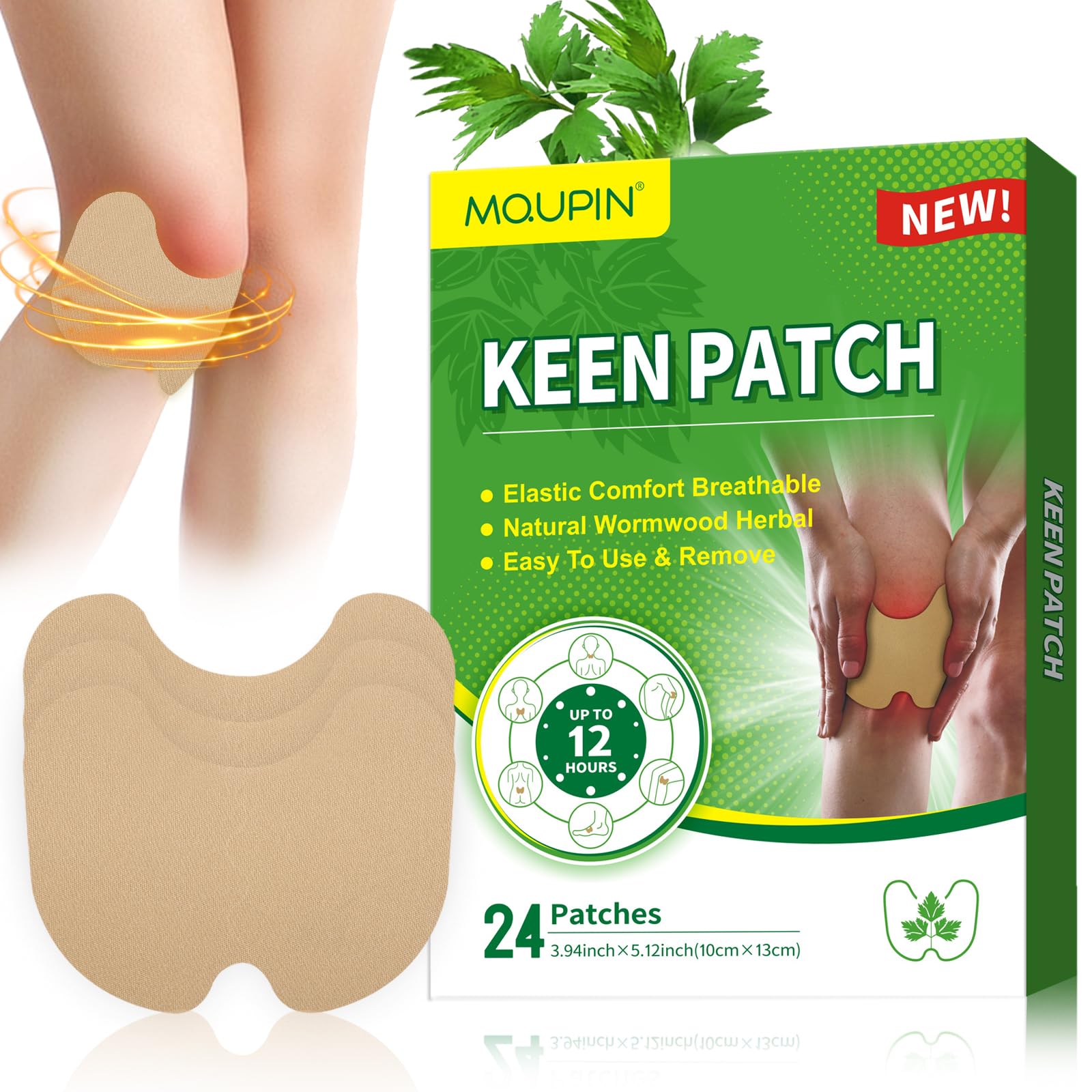 24Pcs Knee Patches Natural Knee Pain Relief Arthritis Patch Knee Patches for Pain Relief Bone on Bone for Knee Back Neck Shoulder