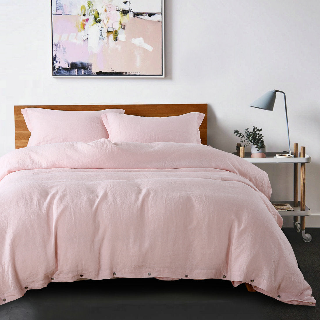 Pure Linen Duvet Cover & Pillowcase Set – 3-Piece Breathable Bedding Set