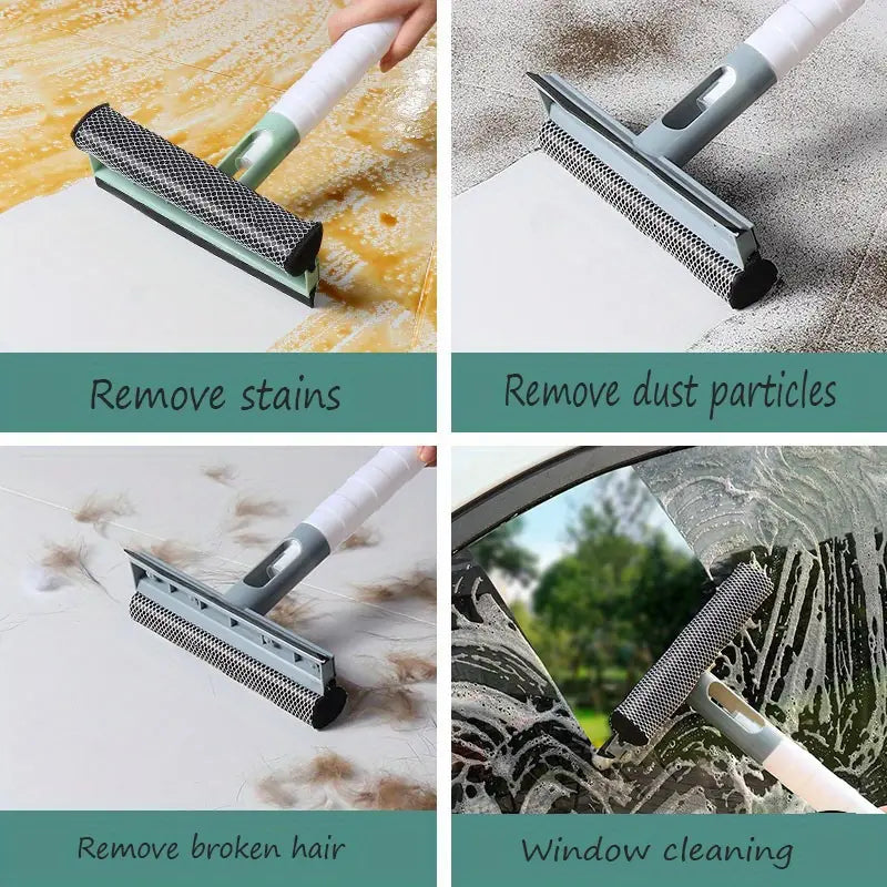 3-in-1 Window Glass Cleaner with Spray Bottle – Double-Sided Sponge & Squeegee