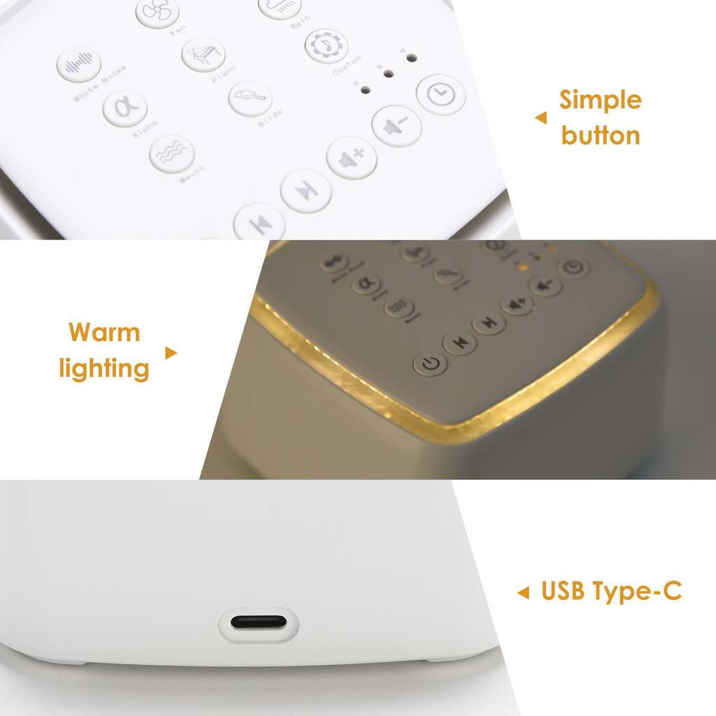 Rechargeable White Noise Machine – Portable Sleep Sound Machine with Timer & USB-C