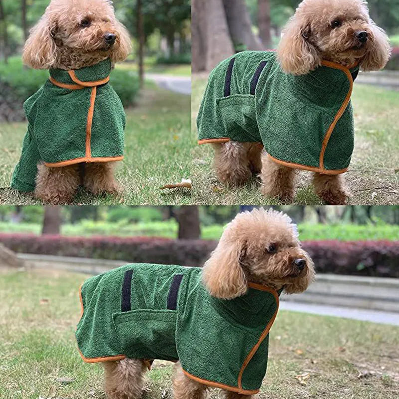 Fast-Drying Pet Bathrobe Towel – Ultra Absorbent Dog & Cat Drying Robe