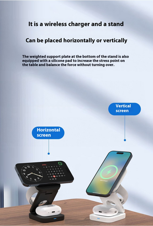 3-in-1 Foldable Magnetic Wireless Charger – 30W for iPhone, Apple Watch & AirPods