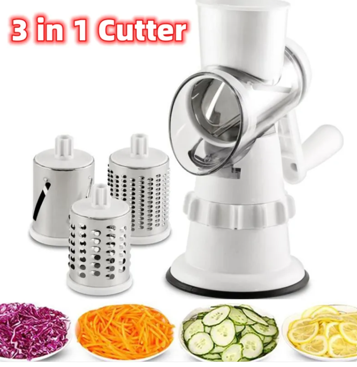 3-in-1 Roller Vegetable Slicer & Spiralizer – Curly Fries, Salads & Veggie Noodles
