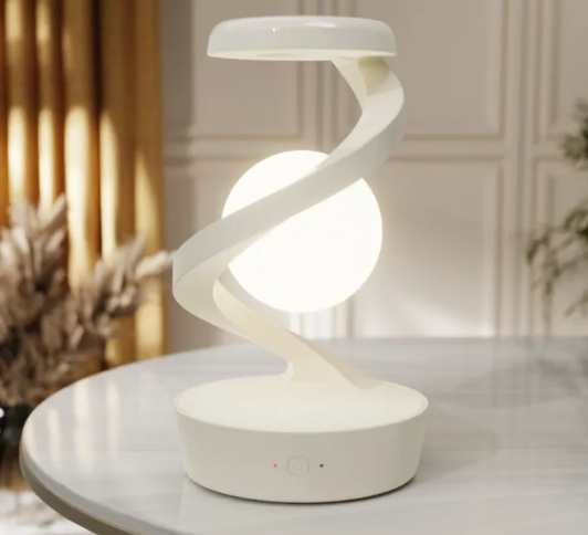 Rotating Moon Desk Lamp – Wireless Charging Pad with Ambient Night Light