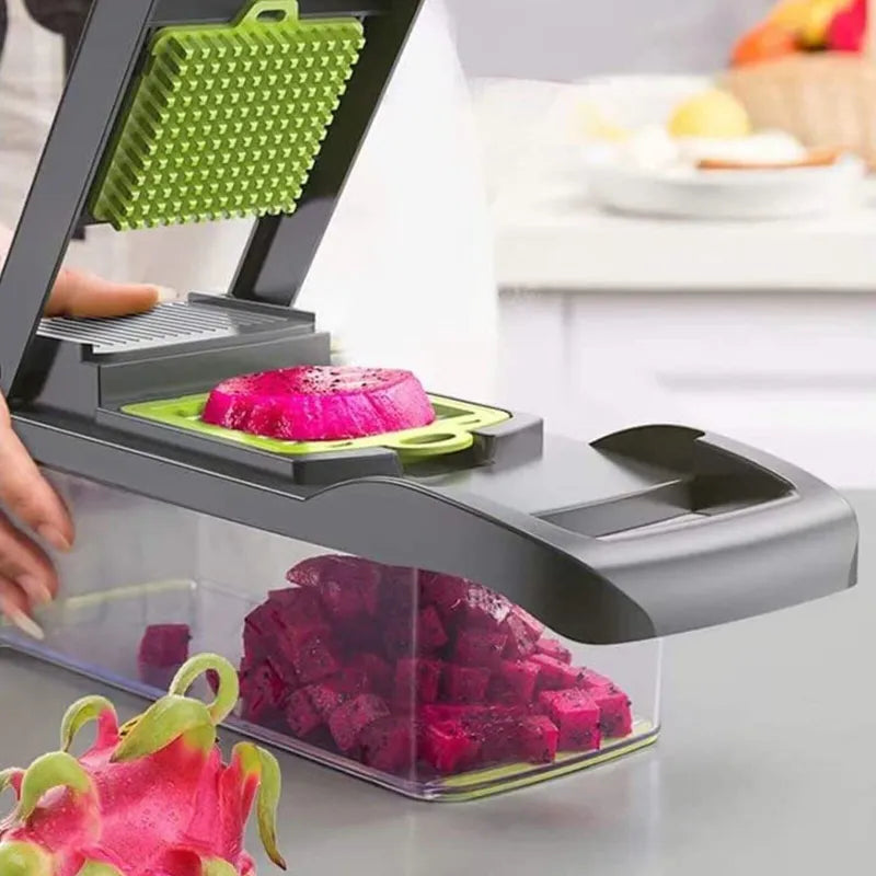 15-in-1 Vegetable Chopper & Slicer Set – 8 Stainless Steel Blades, 1.5L Container, BPA-Free