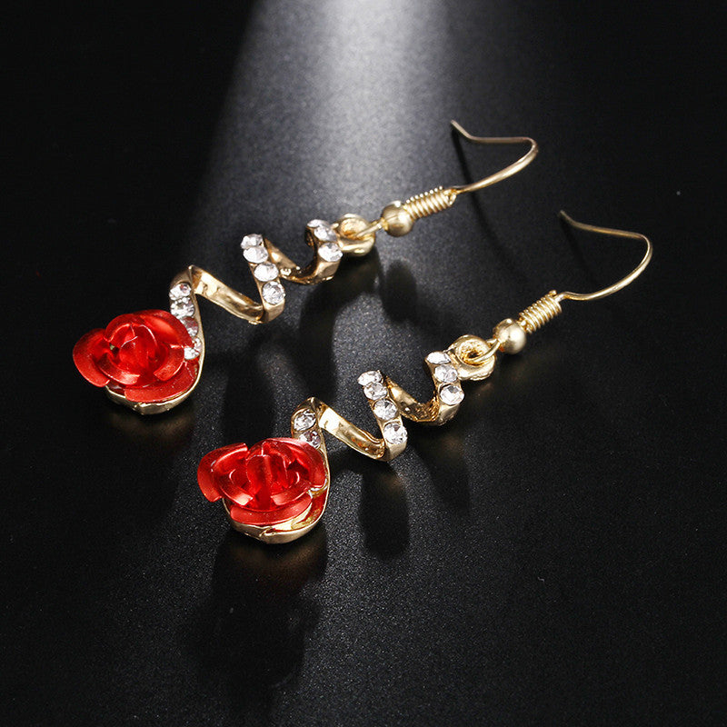 Korean Rose Flower Earrings – Creative Fashionable Floral Stud Earrings