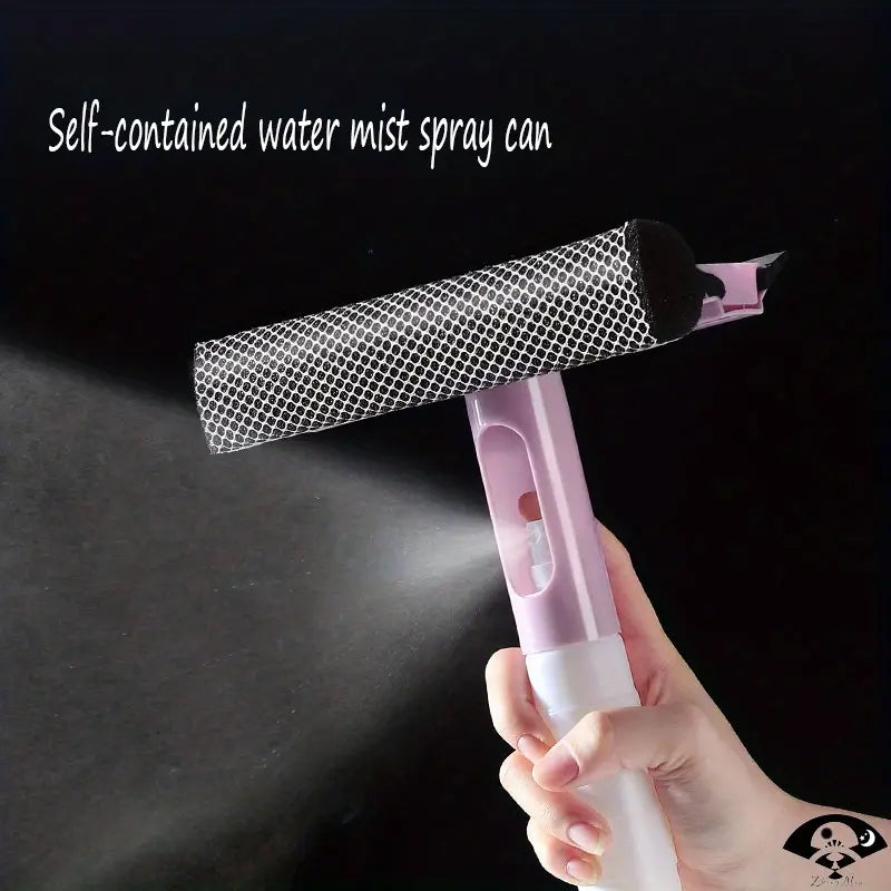 3-in-1 Window Glass Cleaner with Spray Bottle – Double-Sided Sponge & Squeegee
