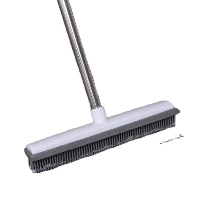 Pet Hair Broom – Self-Cleaning Rubber Bristle Brush for Dog & Cat Fur