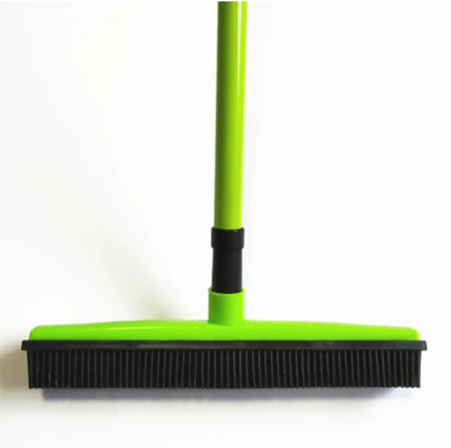 Pet Hair Broom – Self-Cleaning Rubber Bristle Brush for Dog & Cat Fur