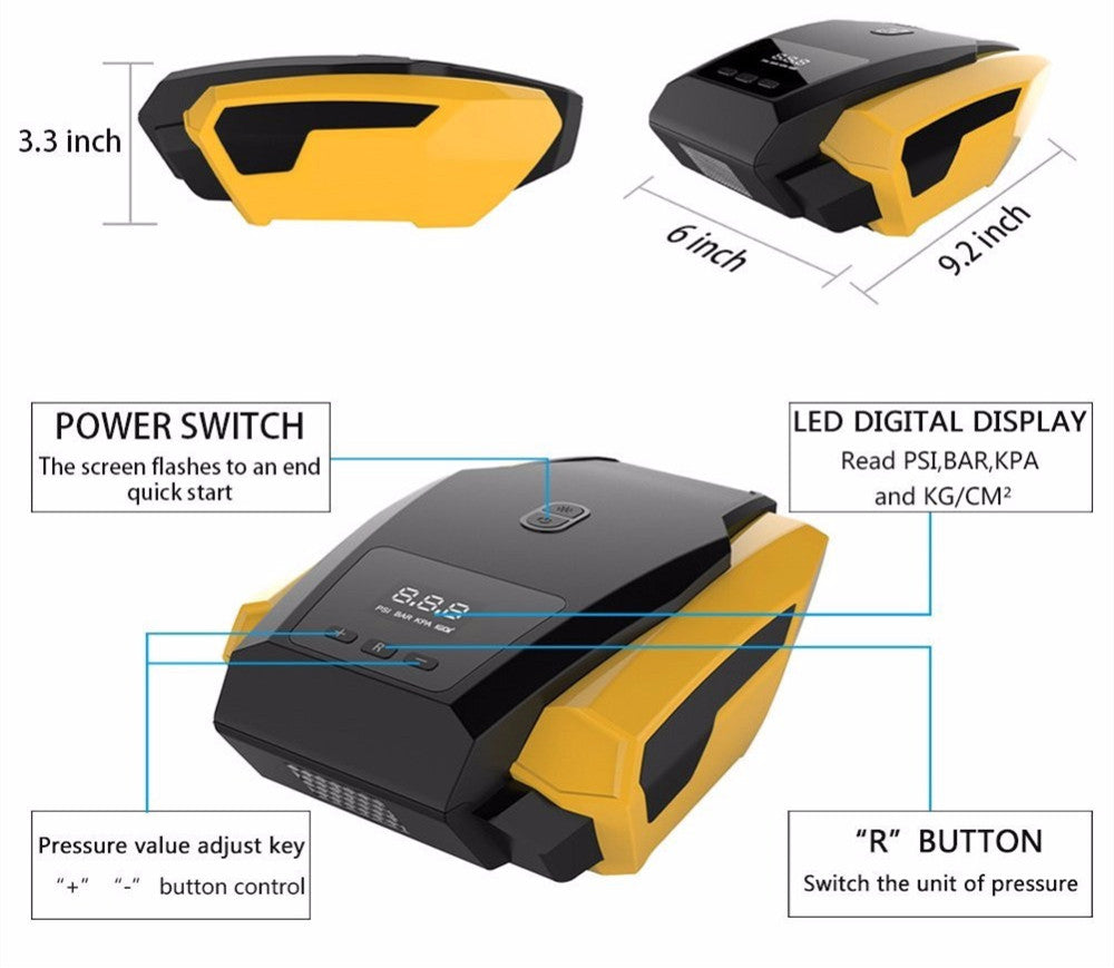 Electric Car Tyre Inflator – Portable Air Pump for Cars, Bikes & Balls
