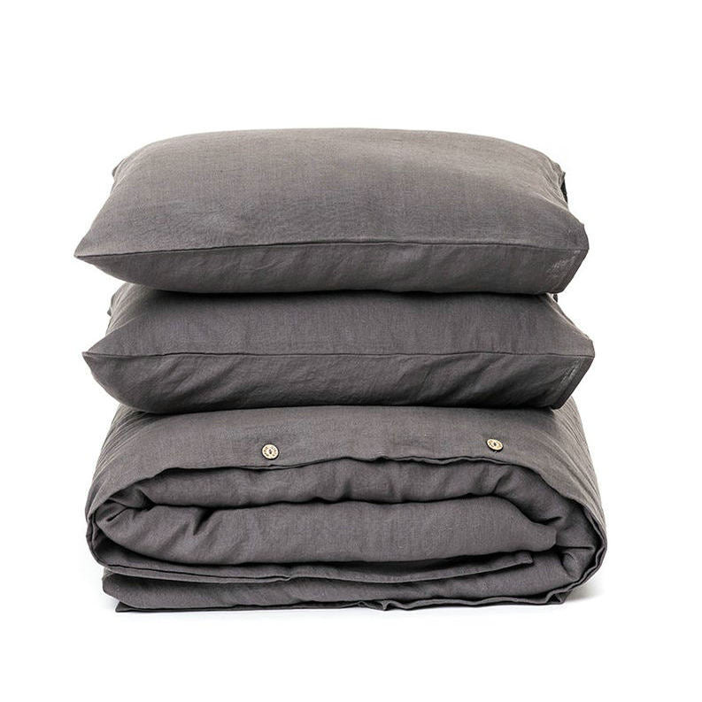 Pure Linen Duvet Cover & Pillowcase Set – 3-Piece Breathable Bedding Set