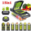 15-in-1 Vegetable Chopper & Slicer Set – 8 Stainless Steel Blades, 1.5L Container, BPA-Free
