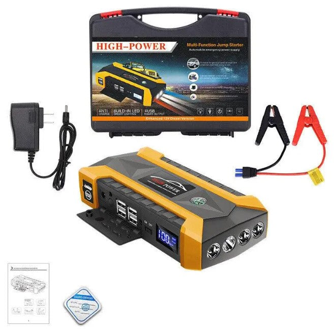 Portable Car Jump Starter – 1000A Peak, 12000mAh Battery Booster with USB, Type-C & LED Flashlight