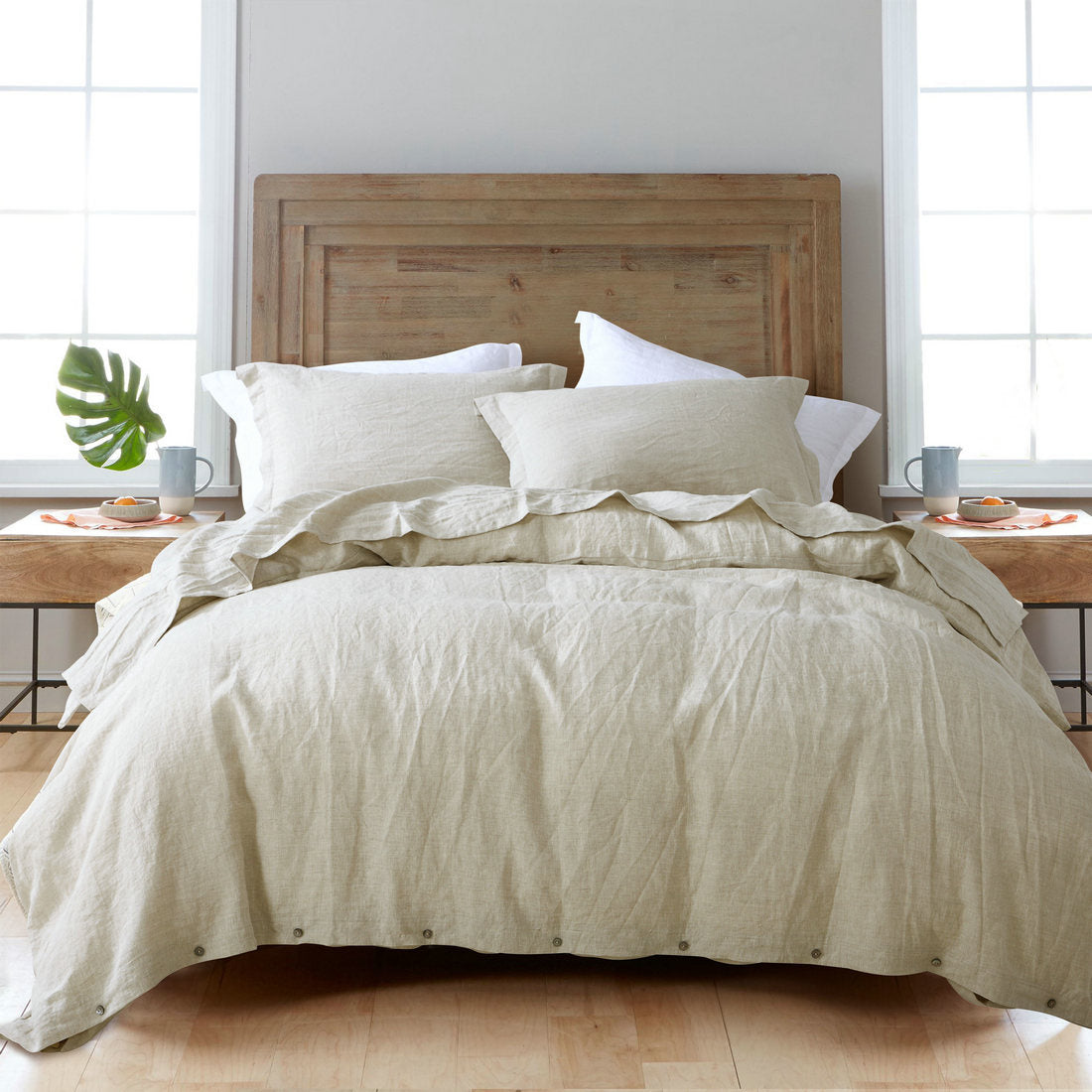 Pure Linen Duvet Cover & Pillowcase Set – 3-Piece Breathable Bedding Set
