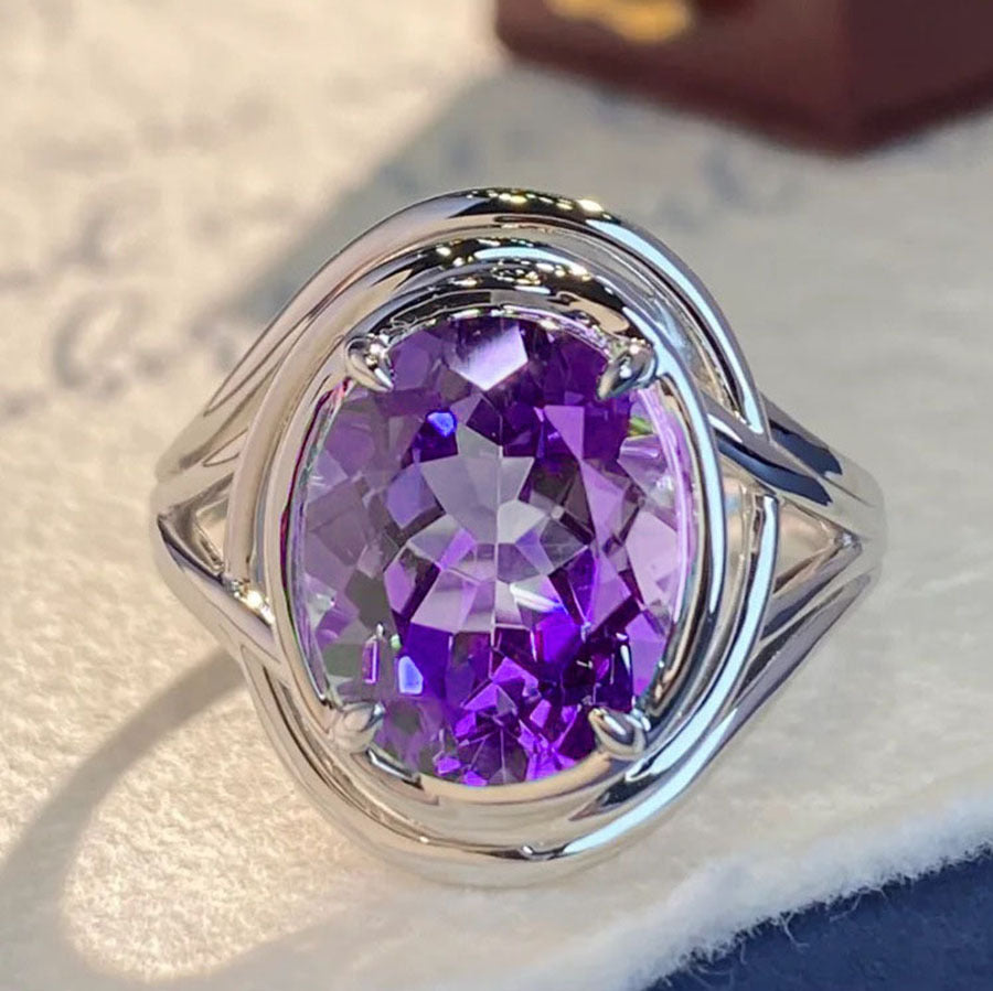 Amethyst Fashion Ring – Women's Purple Crystal Statement Jewellery Ring